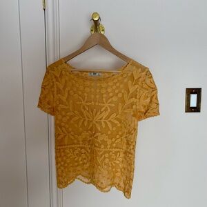 Zara Floral Lace Yellow Top
